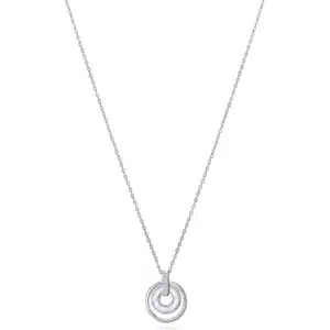 Collar Clásica de plata de ley con baño de rodio , colgante con circonitas y dos aros, uno con madre perla 13164C000-90