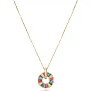 Collar Elegant de plata con baño de oro y circonitas de colores 15115C000-39