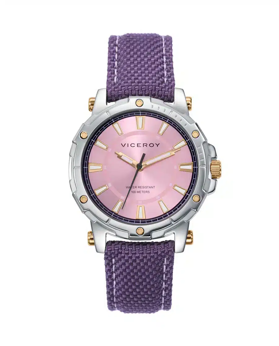 Reloj de Mujer Heat, caja de acero y correa de Nylon morado 401178-77