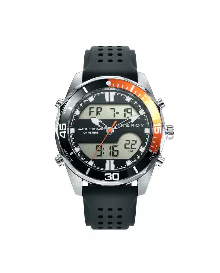 Reloj de Hombre Viceroy Heat analógico y digital de acero y correa de silicona negra 401195-57