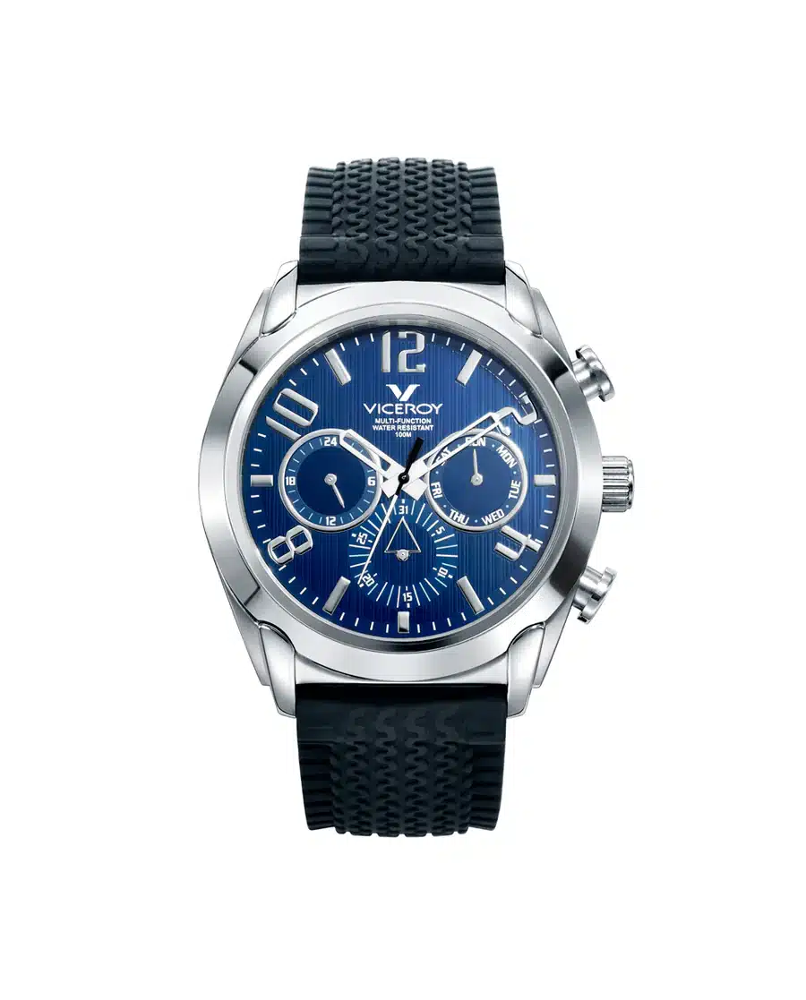 Reloj de hombre Magnum multifunción de acero y correa de silicona negra 40347-35