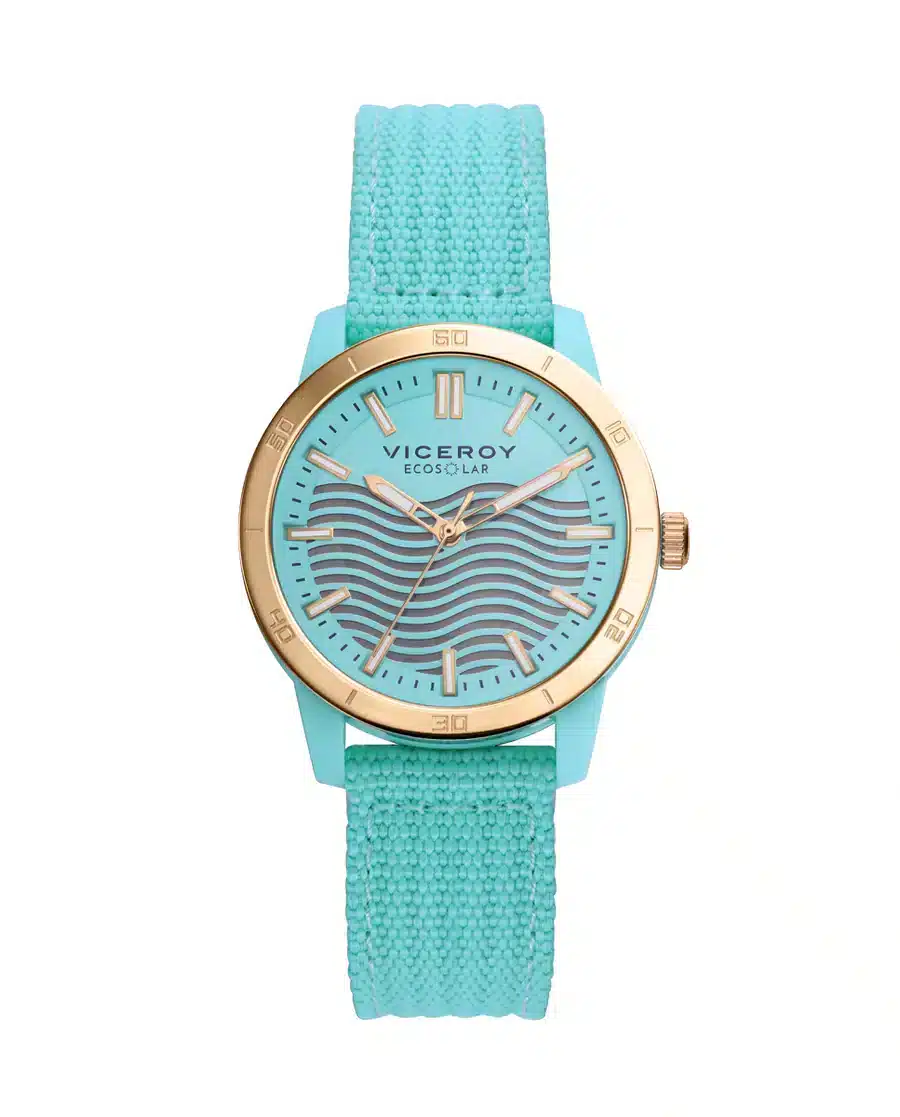 Reloj de mujer Ecosolar con caja de plástico reciclado y correa verde de nylon 41114-67