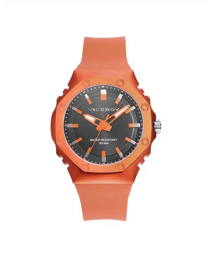 Reloj Viceroy de hombre con caja de aluminio y correa de silicona naranja 41131-97