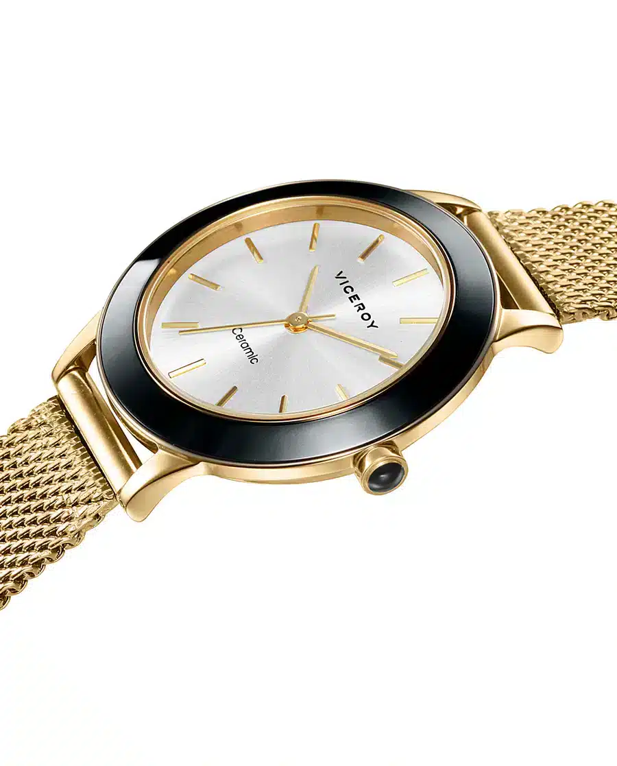 Reloj de mujer Cerámica 3 agujas de acero IP dorado y malla milanesa 471182-97 - Imagen 2