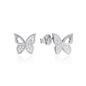 Pendientes Popular de plata de ley con forma de mariposa con circonitas 71053E000-30