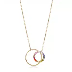 Collar Elegant de plata con baño de oro y circonitas de colores REF: 4128C100-39