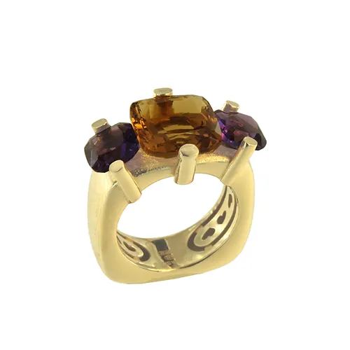 Anillo trilogía con gema talla brillante AN 9571 G 086-087-086