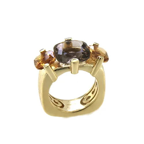 Anillo trilogía con gema talla brillante AN 9571 G 087-057-087
