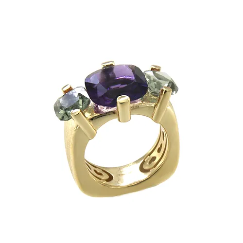 Anillo trilogía con gema talla brillante AN9568G-087-069