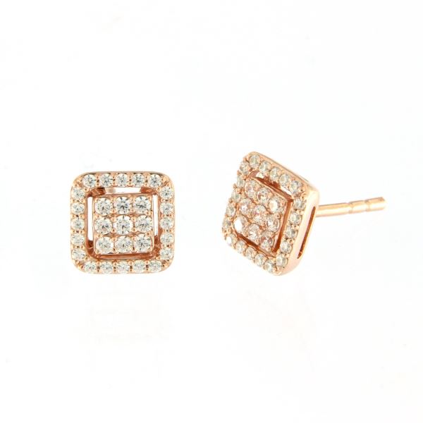 PENDIENTES ORO ROSA Y DIAMANTES NEW TWO J119