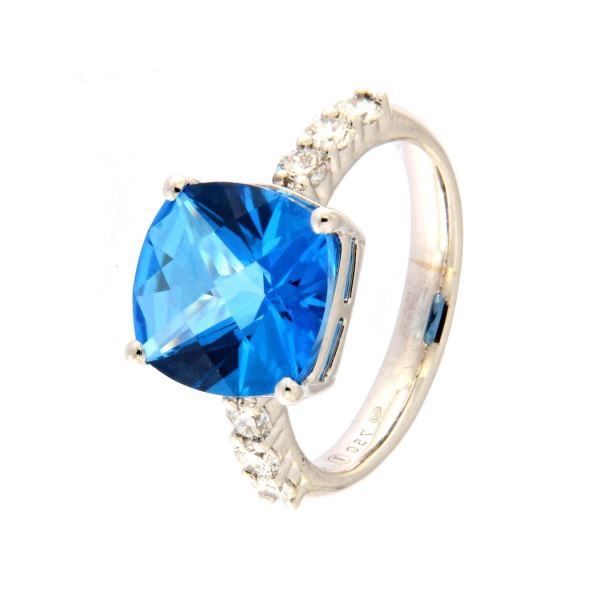 SORTIJA ORO BLANCO CON DIAMANTES Y TOPACIO LA NUTURE J131