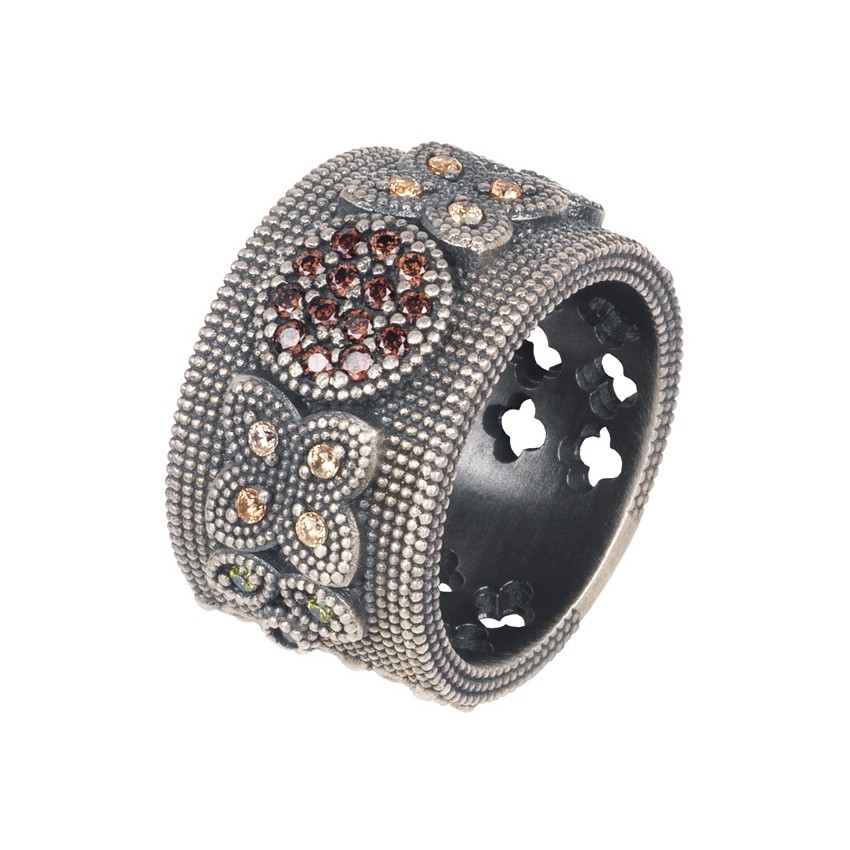 SORTIJA SUNFIELD PLATA ENVEJECIDA Y CIRCONITAS AN062163