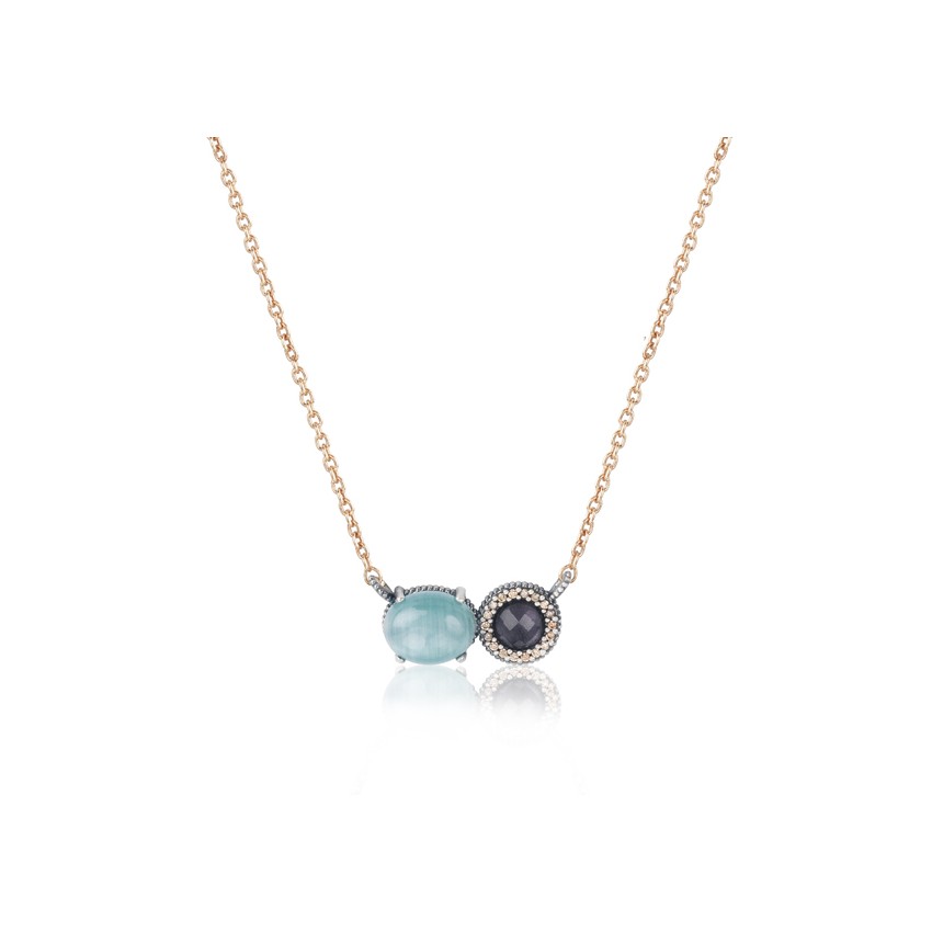 COLGANTE SUNFIELD PLATA TURMALINA ROSA SIMIL OPALO Y CIRCONITAS CL062502