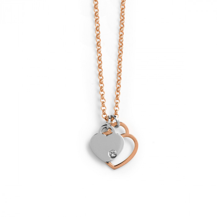 Collar Lovers doble corazón oro rosa Ref: A3487-RSG