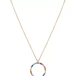 Collar Elegant de plata de ley con baño de oro y circonitas de colores 13089C100-39