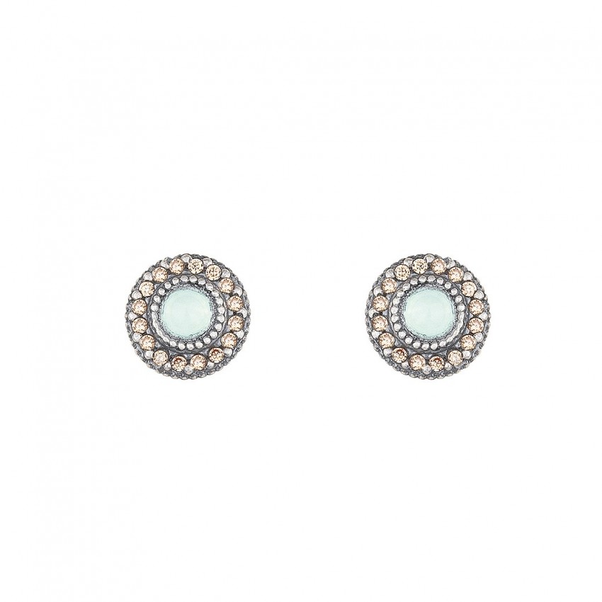 PENDIENTE SUNFIELD PLATA CALCEDONIA Y CIRCONITAS COLOR CAVA PE061194/13