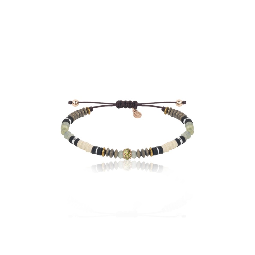 PULSERA SUNFIELD PLATA , CIRCONITAS, CAUCHO Y NILON PU062511