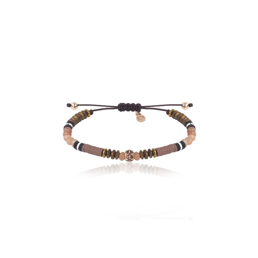 PULSERA SUNFIELD PLATA CIRCONITAS CAUCHO Y NILON PU062510