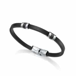Pulsera Viceroy Piel Negra Y Componentes Acero Sr Fsn