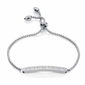 Pulsera Lazo Cadena Acero Ip Ss Y Placa Circonitas Sra Fashion