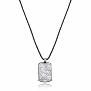 Collar De Acero Tipo Placa Y Piel Sr Fashion