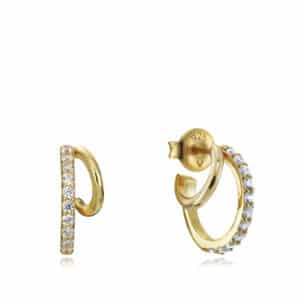 Pendientes Viceroy de Plata Ley Dorado Aros Circonitas
