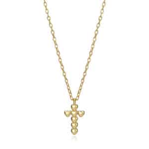 Collar Plata De Ley Dorado Cruz Cor  Sra Fn