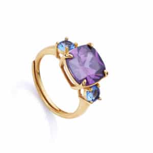 Anillo Plata De Ley Baño Oro Circ Sra Jewels