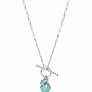 Collar Plata De Ley Baño Rodio Piedras Nat Sra