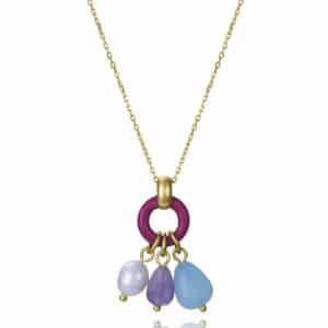 Collar Plata De Ley Baño Oro Piedr Sra Jwl