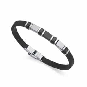 Pulsera Acero Ip Negro Y Silicona Negra Sr Fn