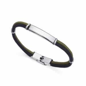 Pulsera Acero Nylon Negro Y Oliva Sr Fn