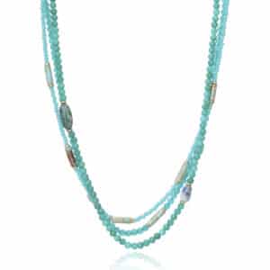 Collar Acero Ip Dorado Piedras Sra Fn