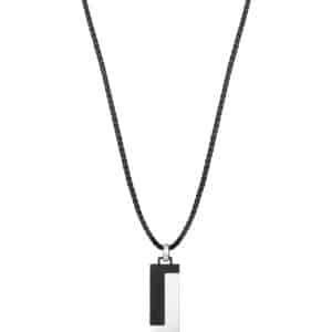 Collar Cuero Negro Acero Placa Ip Sr Fn