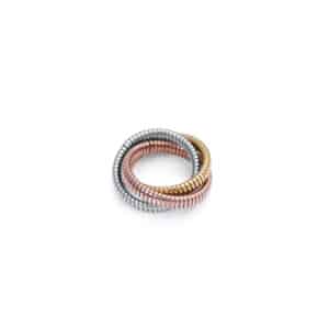 Anillo Triple Acero Ip Rosa Y Dorado Sra Fn