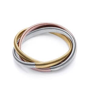 Pulsera Acero Triple Ip Rosa Y Dorado Sra Fn