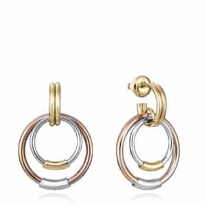 Pendientes Acero Ip Rosa Y Dorado Sra Fn