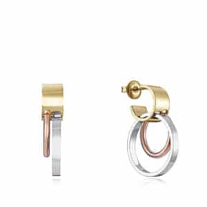 Pendientes Acero Ip Rosa Y Dorado Sra Fn