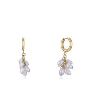 Pendientes Acero Ip Dorado Y Perlas Nat Sra Fn