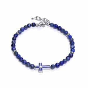 Pulsera Acero Cruz  Y Piedra Natural Niño Fn