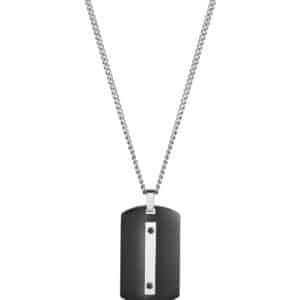 Collar Acero E Ip Negro Placa Sr Fn