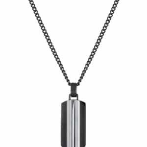 Collar Acero E Ip Negro Placa Sr Fn