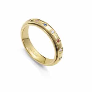 Anillo Acero Ip Dorado Circonitas Sra Fn