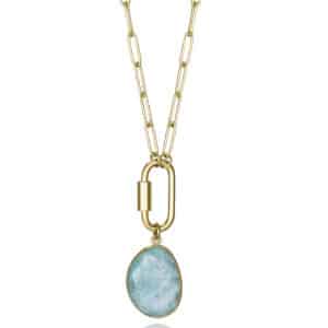 Collar Acero Ip Dorado Y Piedra Nat Sra Fn