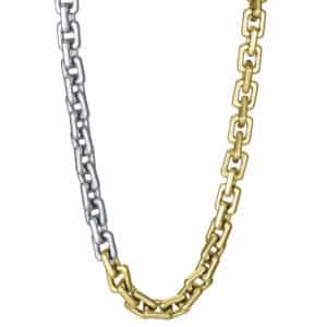 Collar Acero Bitono Ip Dorado Eslabon Sra Fn