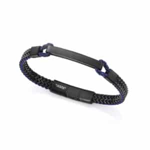Puls Acero Ip Negro Y Piel Azul Sr Fashion