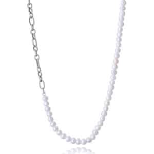 Collar Acero Y Perlas Nat Sr Fashion