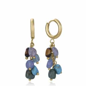 Pend Acero Ip Dorado Piedras Nat Sra Fashion