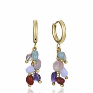 Pend Acero Ip Dorado Piedras Nat Sra Fashion