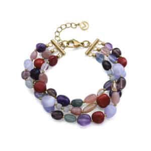 Puls Acero Ip Dorado Piedras Nat Sra Fashion